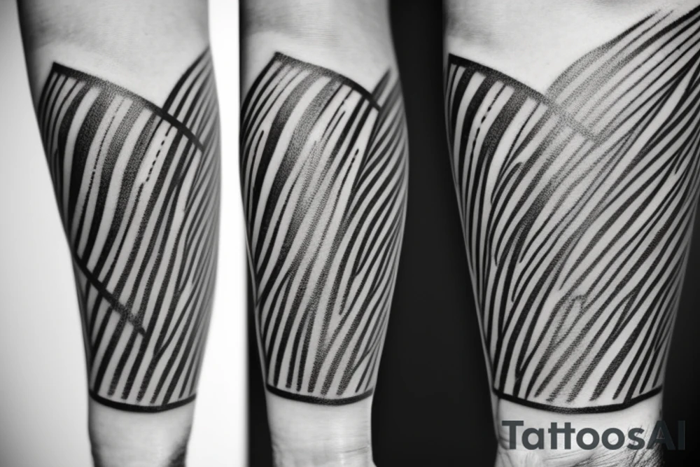 The tattoo is a black and white drawing.
The lines are bold and simple.
The shapes are geometric and stylized.
The shading is minimal.
The shepherd is a man with a long beard and a staff. He is wearing a simple tunic and sandals.
The sheep is a white lamb with brown eyes. tattoo idea