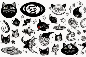 Spaceship cat tattoo idea