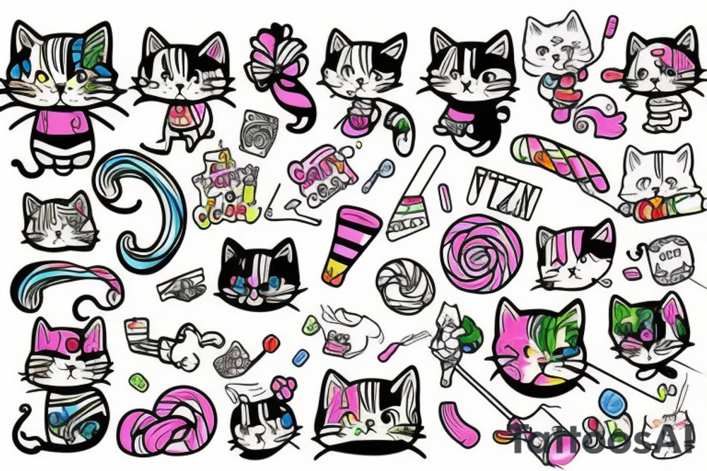 Candy cat tattoo idea