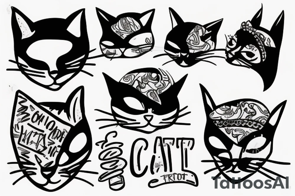 Cat wearing a ski mask tattoo idea