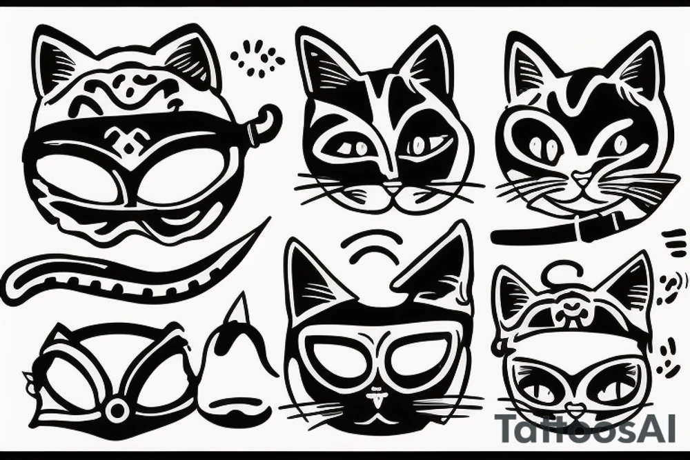 Cat wearing a ski mask tattoo idea
