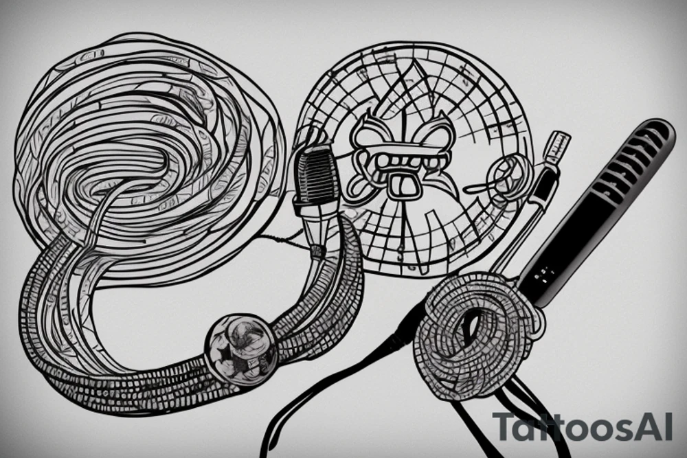 Microphone with cord turning into pulse. Incorporate CN tower and Philippine cultures tattoo idea