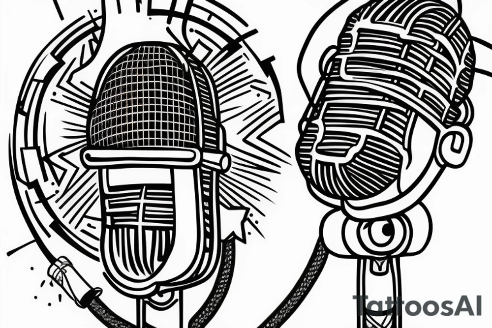 Microphone with cord turning into pulse. Incorporate CN tower and Philippine cultures tattoo idea