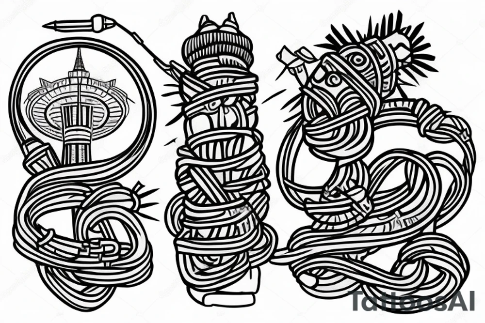 SM7B with cord turning into pulse. Incorporate CN tower and Philippine cultures tattoo idea