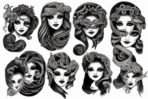 Unique realism of arm sleeve Medusa tattoo idea
