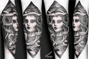 Unique realism of arm sleeve Medusa tattoo idea