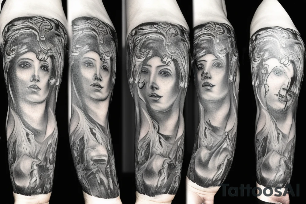 Unique realism arm sleeve of Zeus fighting hades tattoo idea