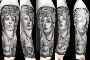 Unique realism arm sleeve of Zeus fighting hades tattoo idea