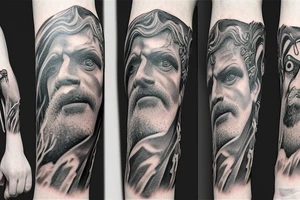 Unique realism arm sleeve of Zeus fighting hades tattoo idea