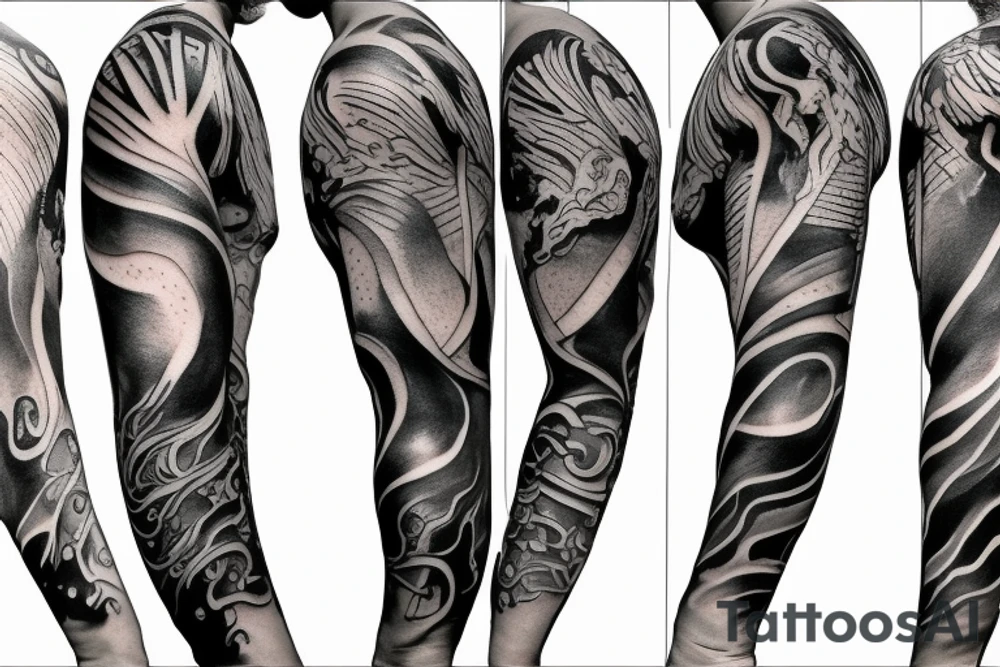 Unique realism arm sleeve of Zeus fighting hades tattoo idea