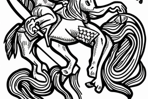 jesus christ riding a horse with a sickle in his hand tattoo idea