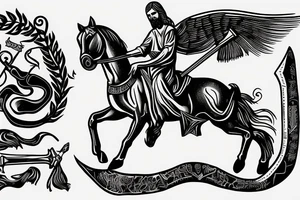 jesus christ riding a horse with a sickle in his hand tattoo idea