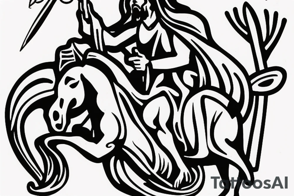 jesus christ riding a horse with a sickle in his hand tattoo idea