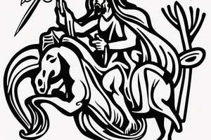 jesus christ riding a horse with a sickle in his hand tattoo idea