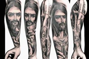 jesus christ with a sickle in his hand tattoo idea