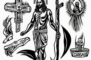 jesus christ with a sickle in his hand tattoo idea