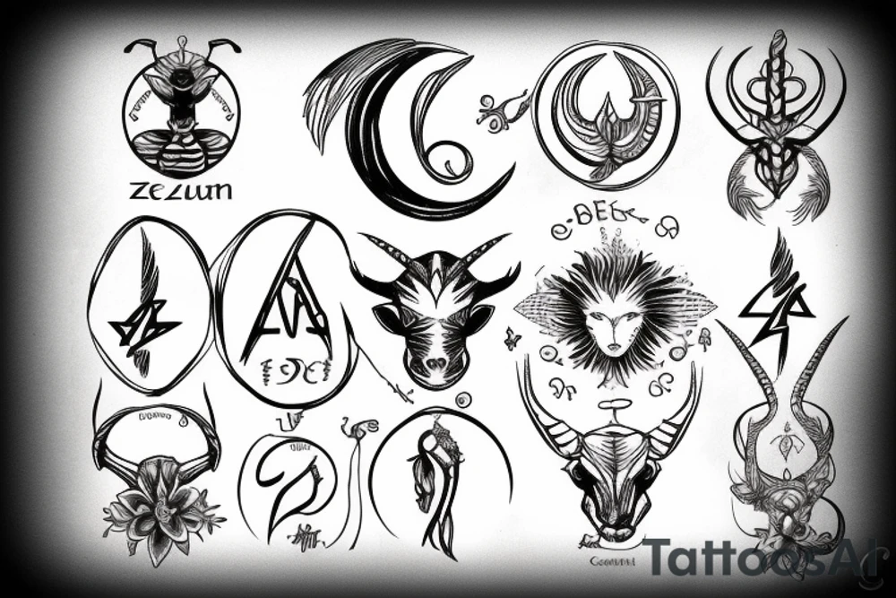zodiac sign capricorn moon sign aquarius and ascendant scorpio tattoo idea