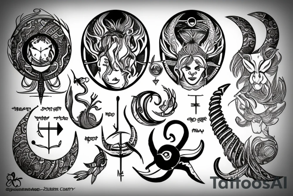 zodiac sign capricorn moon sign aquarius and ascendant scorpio tattoo idea