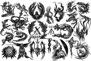 zodiac sign  aquarius and ascendant scorpio tattoo idea