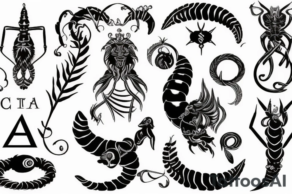 zodiac sign  aquarius and ascendant scorpio tattoo idea