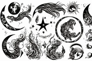 zodiac sign  aquarius in a moon tattoo idea