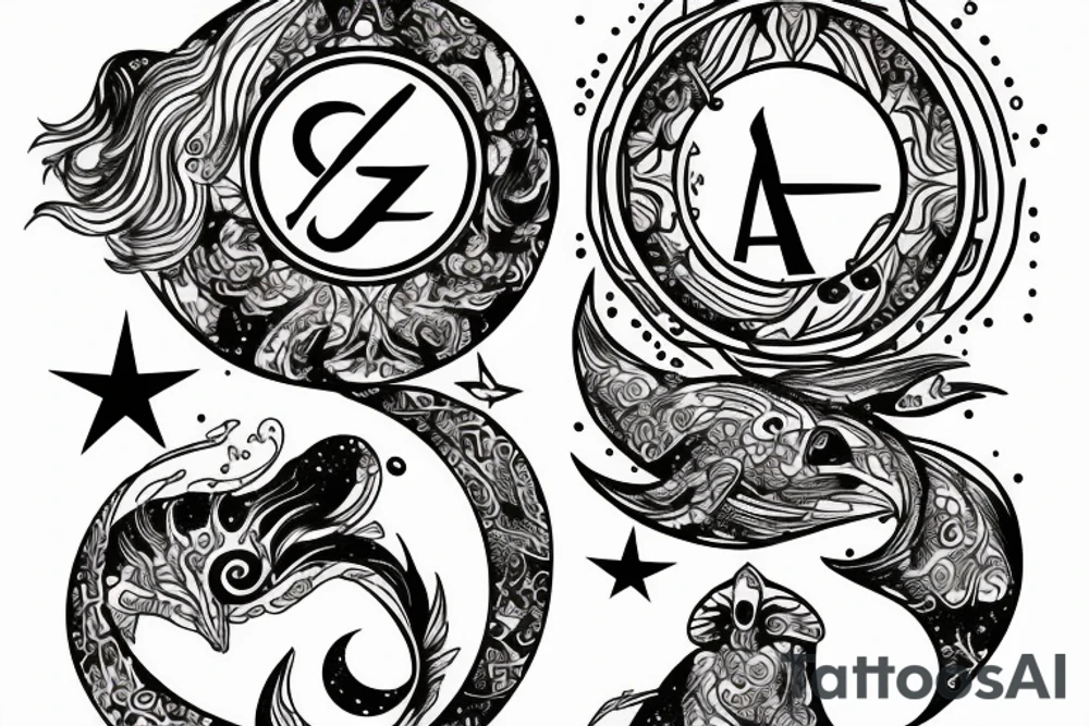 zodiac sign  aquarius in a moon tattoo idea