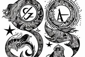 zodiac sign  aquarius in a moon tattoo idea