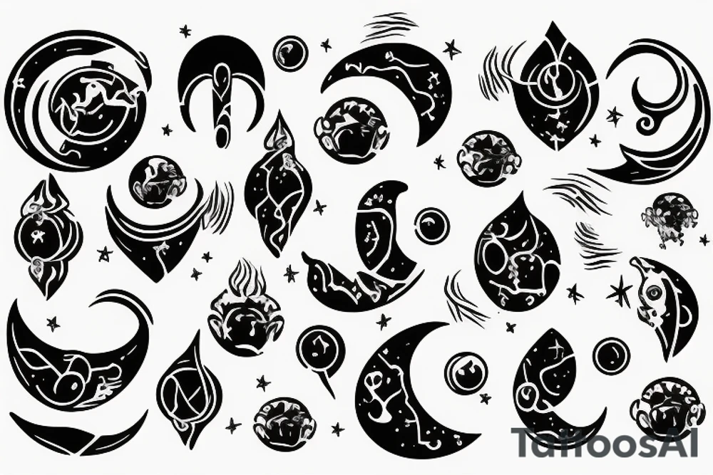 aquarius Icon in a moon tattoo idea