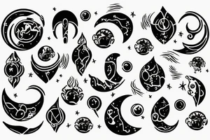 aquarius Icon in a moon tattoo idea