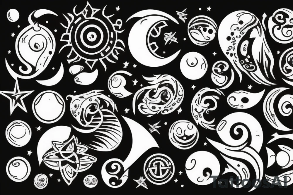 aquarius Icon in a moon tattoo idea