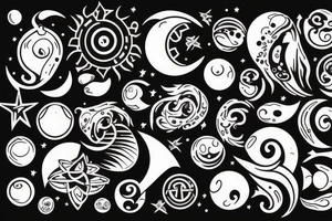 aquarius Icon in a moon tattoo idea