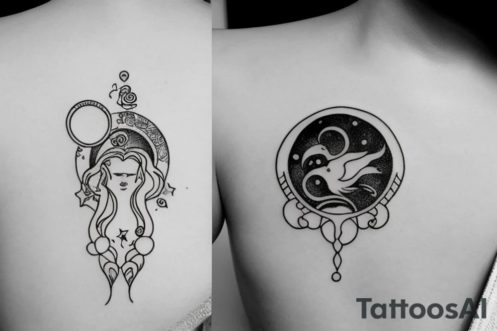 aquarius Icon in a moon tattoo idea