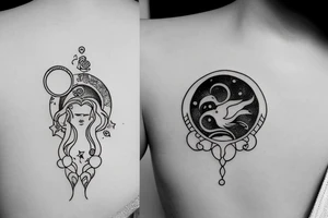 aquarius Icon in a moon tattoo idea