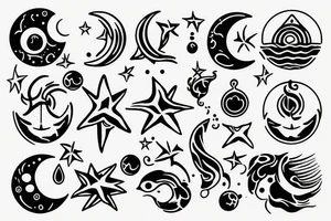 aquarius Icon in a moon tattoo idea