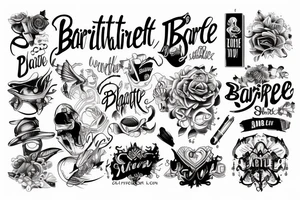 The word BARTEE inside of my forearm tattoo idea