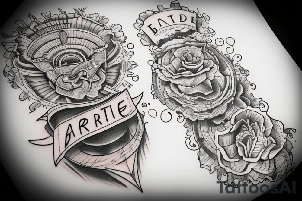 The word BARTEE inside of my forearm tattoo idea
