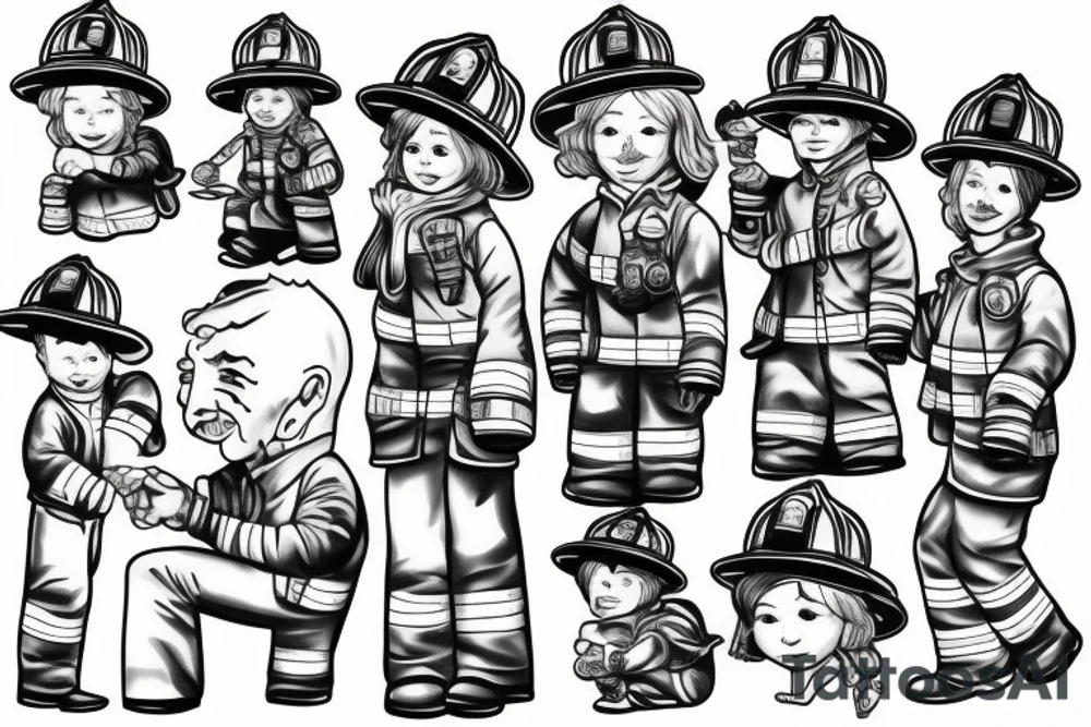 firefighter with family tattoo idea