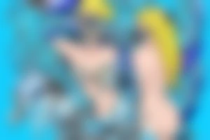 blue-eyed blonde sirene with a diving mask helping a scuba diver to rise to the surface tattoo idea
