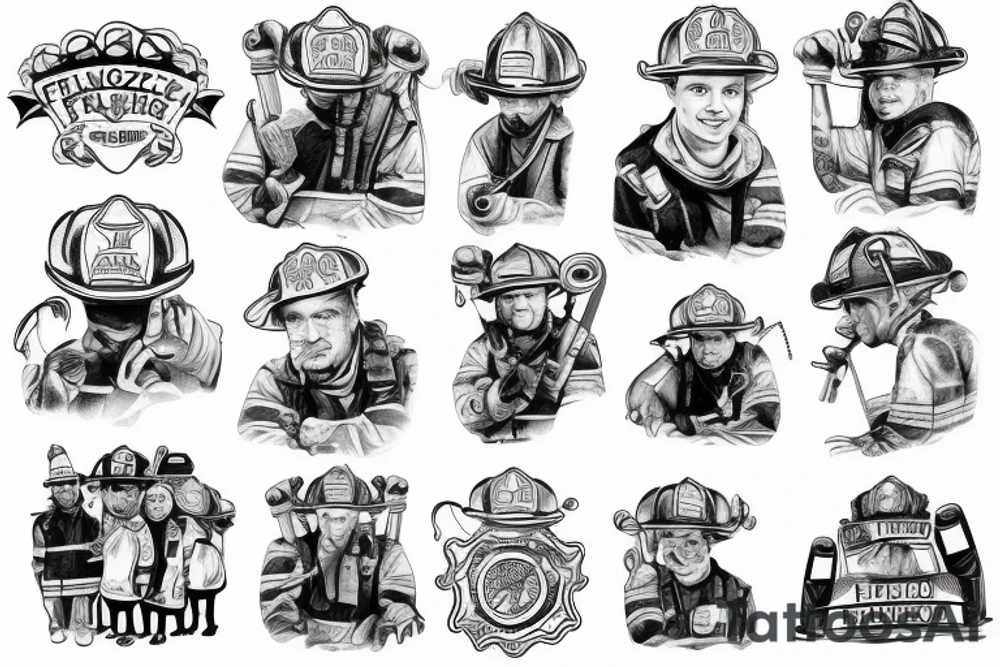 Czech firefighter family tattoo idea