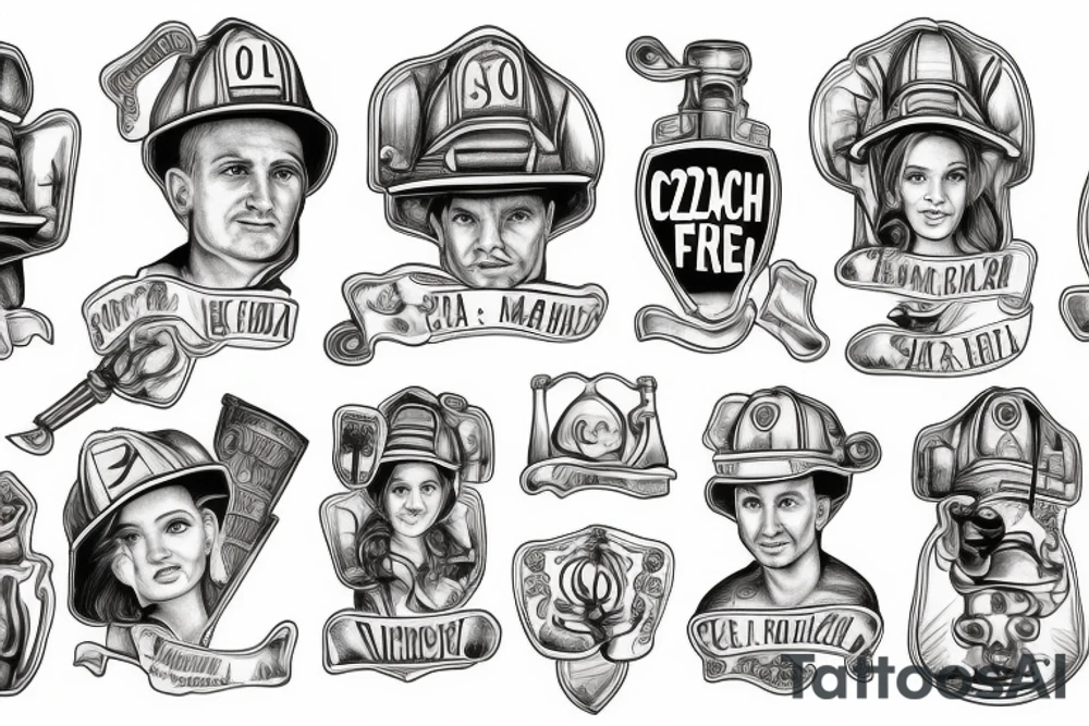 Czech firefighter family tattoo idea