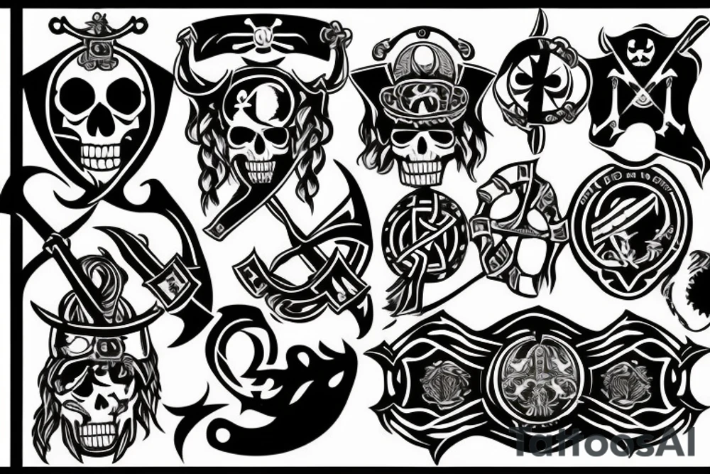 pirate flag with a viking crest tattoo idea