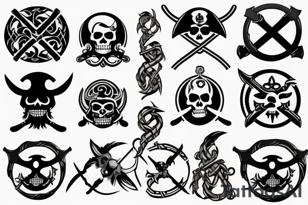 pirate flag with a viking crest tattoo idea