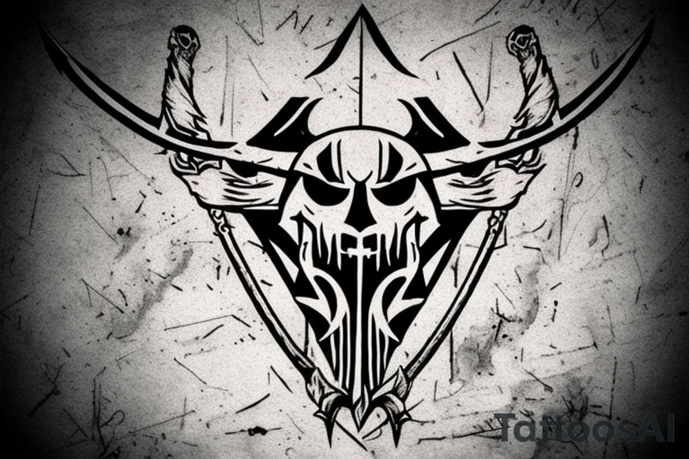 assassin's creed pirate flag with horns and spears tattoo idea
