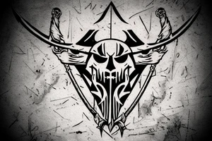 assassin's creed pirate flag with horns and spears tattoo idea