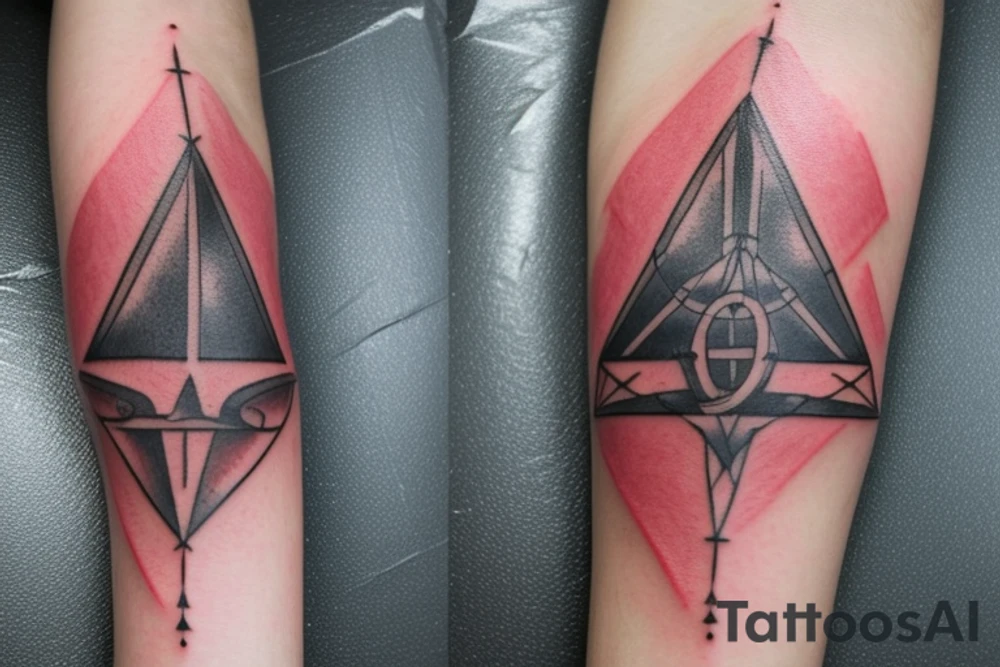 There are 5 separate objects in this tattoo: a phoenix, an illuminati triangle, a justice scale,  crossed keys, a octopus. On the top of it, there will be a phoenix with the words "post-tenebras lux" written in it. Down, there will be some papal crossed keys. Down, there will be a triangle with en eye it. On top corner of the triangle, there is a scale of justice. Around the triangle, there are 5 octopus legs. In each leg there is a word from this quote "si vis pacem para belum". tattoo idea