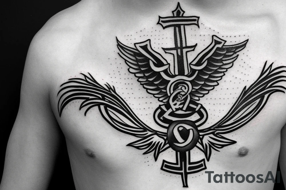 Crow triskele cross of malta tattoo idea