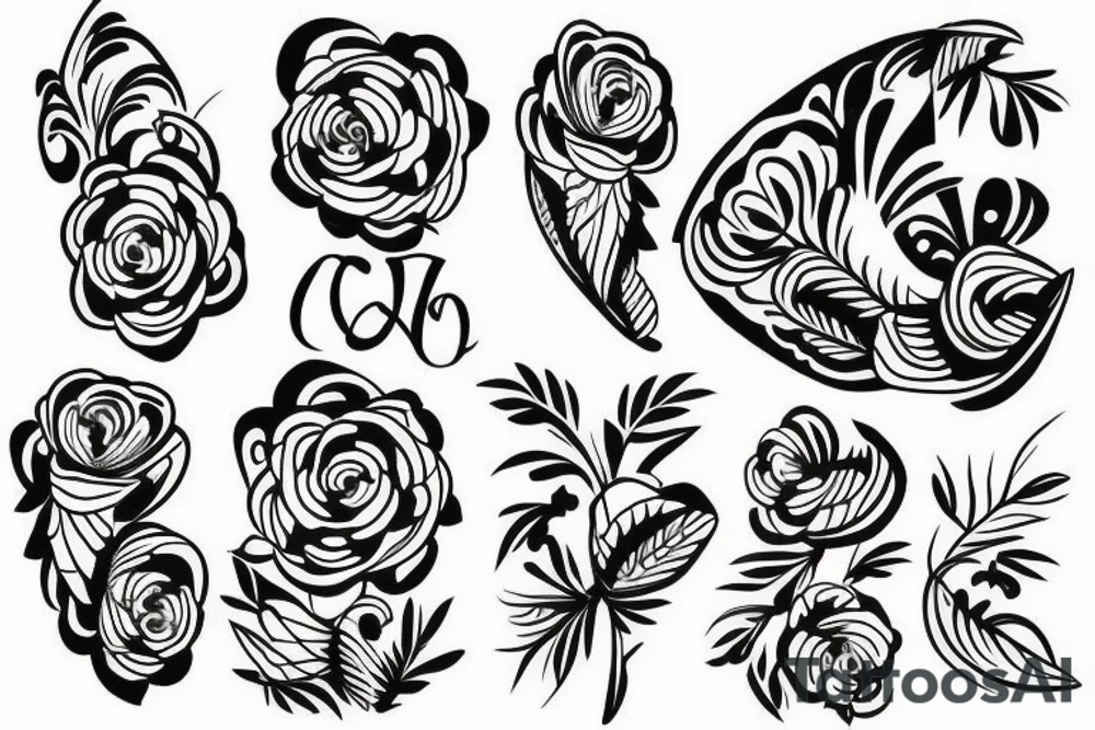 hawaiian flower sleeve tattoo idea