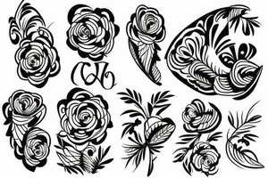 hawaiian flower sleeve tattoo idea