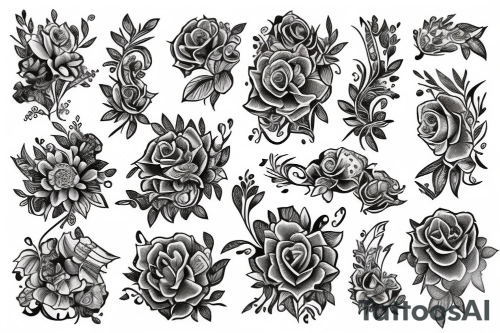 flowers all over the arm tattoo idea