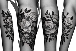 Left arm upper half sleeve, for a female, with floral, nature, evergreen, rivers, feminine, realistic, rose tattoo idea